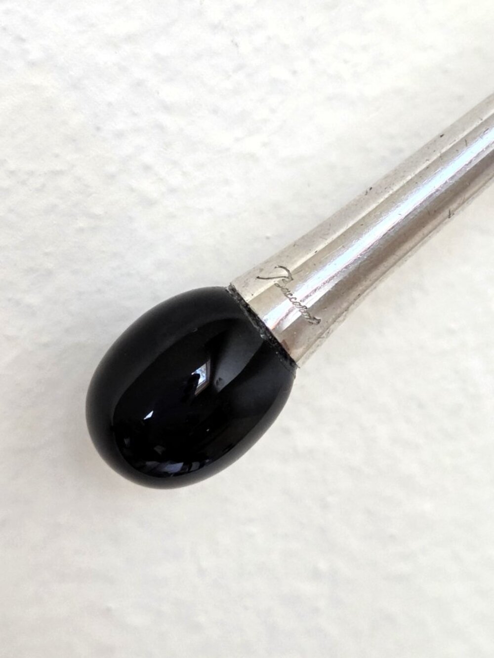 Baccarat Tentation France .925 Sterling Silver Black Crystal Drop on Triple Cord - Picture 9 of 13